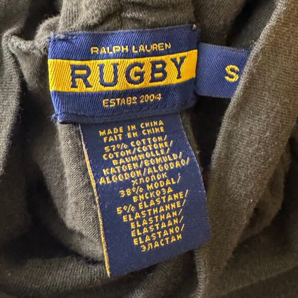 Ralph Lauren Rugby Size Small Army Green Ruched Long Sleeve Turtleneck Shirt - Picture 5 of 5